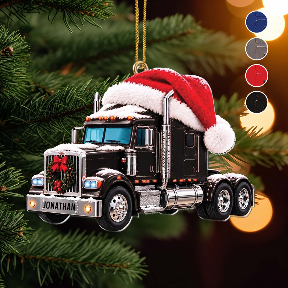 Personalized Semi Truck Acrylic Ornament – Custom Name Christmas Tree Decor, Patriotic Holiday Gift for Trucker Driver - XMAS024_ACO