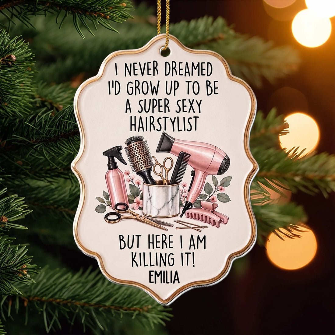 Personalized Hairstylist Acrylic Ornament – Custom Name Hairdresser Christmas Tree Decoration, Holiday Gift for Hairstylist - JBS012_ACO