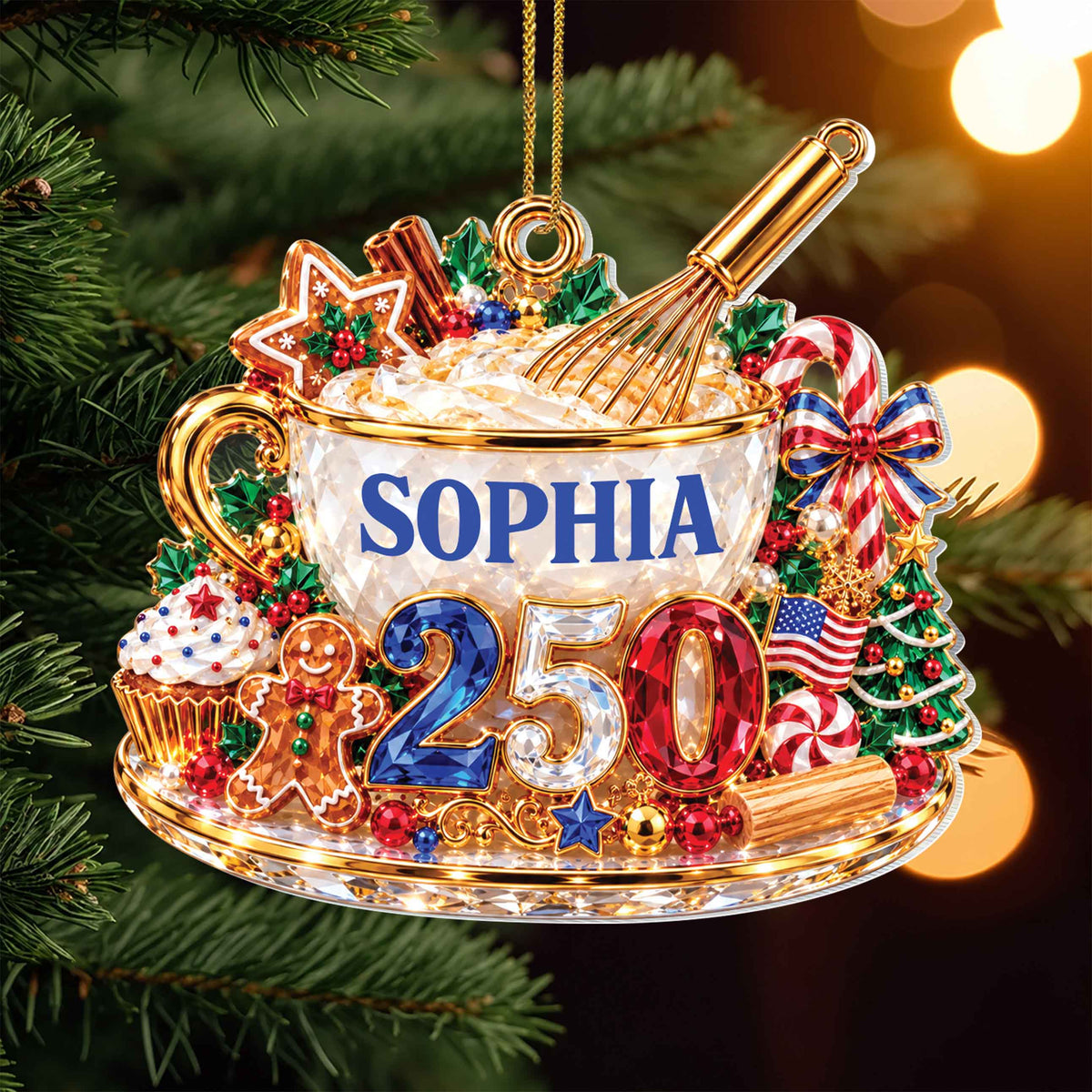 Personalized Baking Theme Acrylic Ornament – Custom Name Christmas Tree Decoration, Festive Holiday Gift - XMAS016_ACO