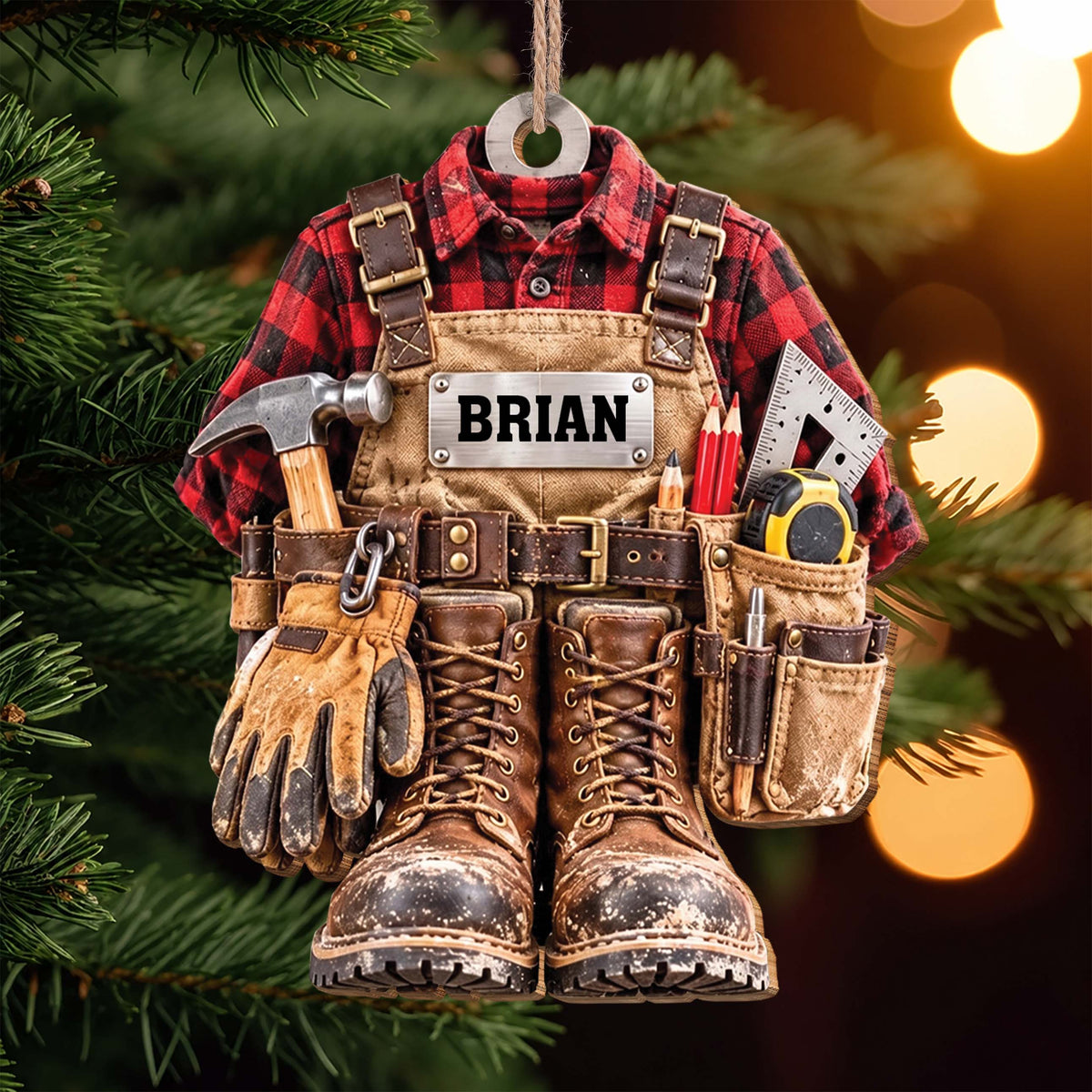 Personalized Handyman Wooden Ornament – Custom Name Construction Worker Christmas Tree Decoration, Unique Gift for Builder or Contractor - JBS013_WDO
