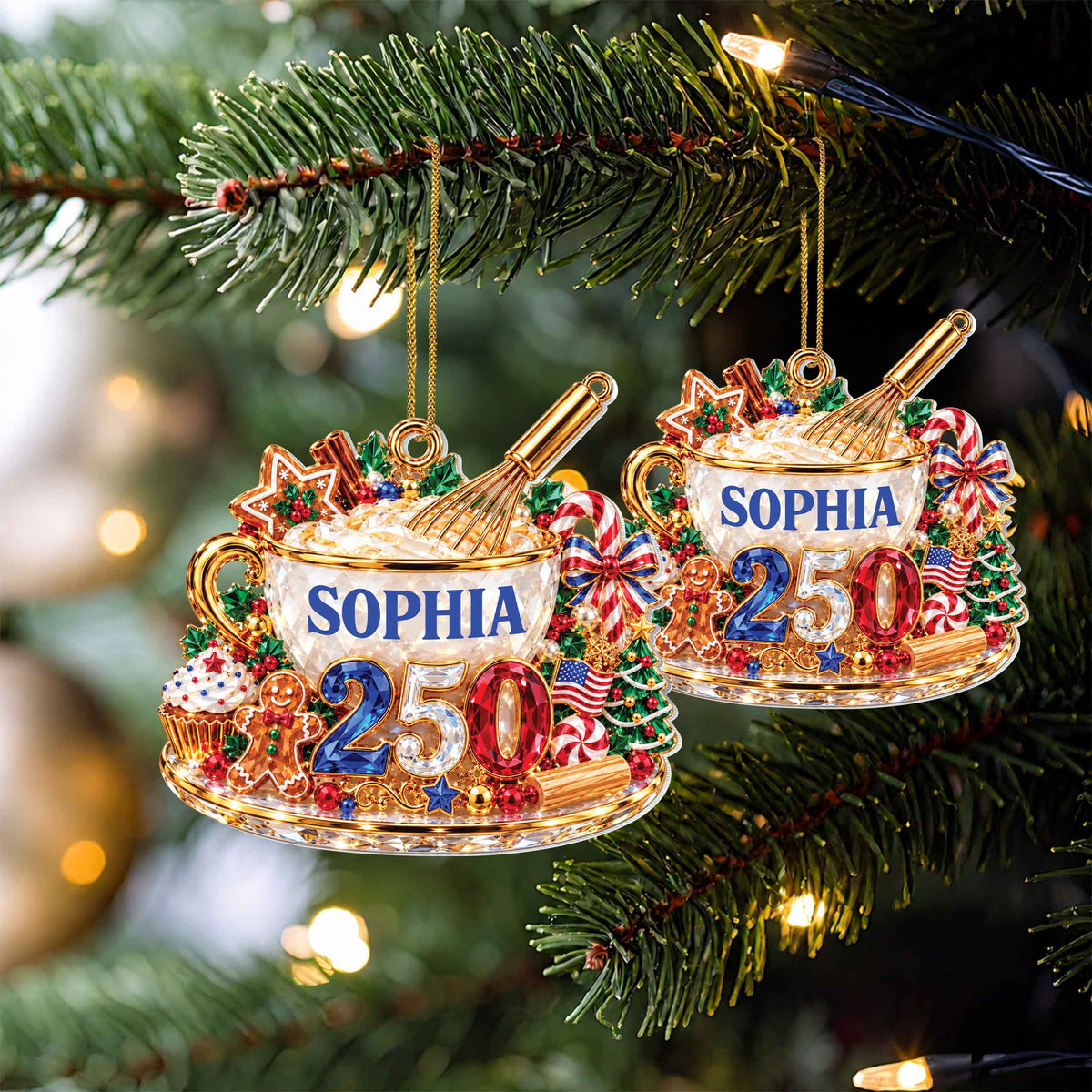 Personalized Baking Theme Acrylic Ornament – Custom Name Christmas Tree Decoration, Festive Holiday Gift - XMAS016_ACO
