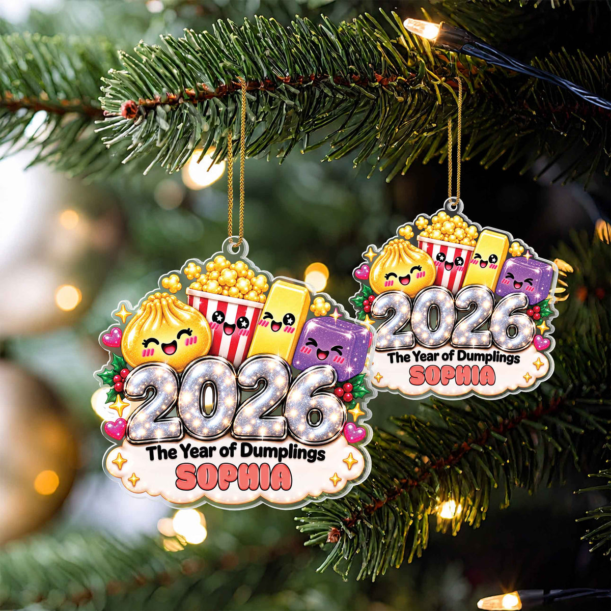 Personalized 2026 Year of Dumplings Ornament – Cute Dumpling Lover Gift With Custom Name – XMAS007_ACO