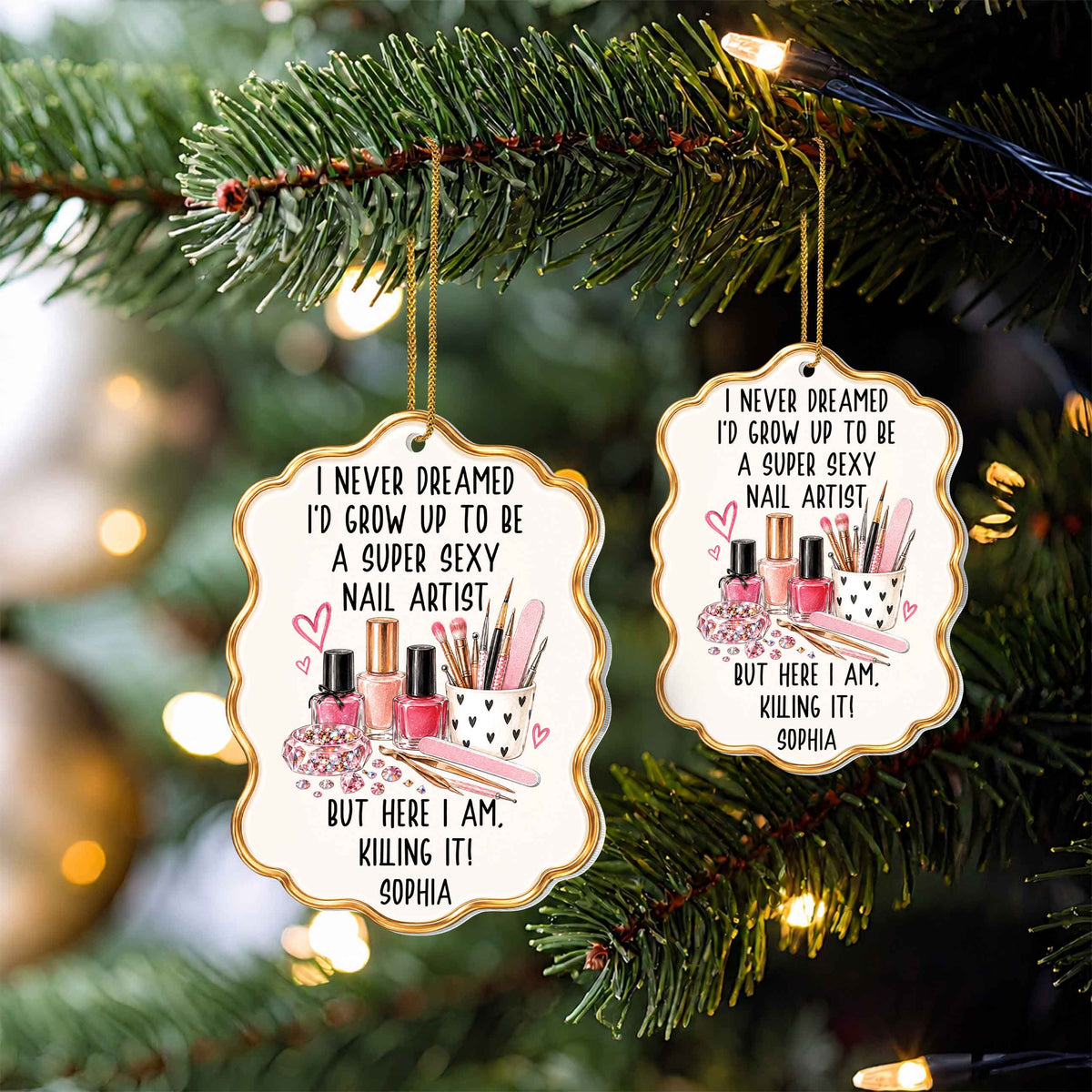 Personalized Nail Artist Acrylic Ornament – Custom Name Christmas Tree Decoration, Funny Beauty Professional Holiday Gift - JBS011_ACO