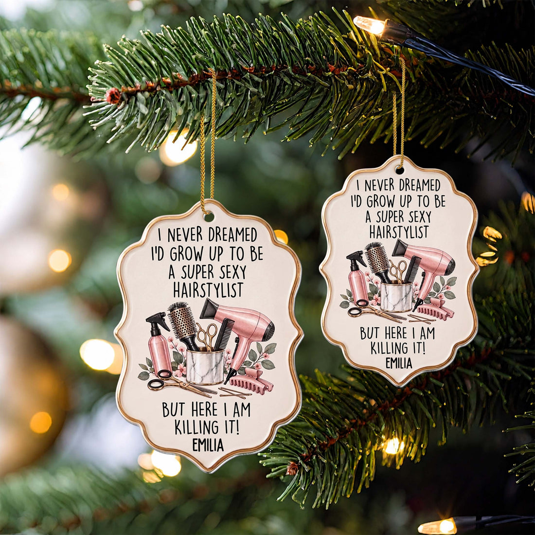 Personalized Hairstylist Acrylic Ornament – Custom Name Hairdresser Christmas Tree Decoration, Holiday Gift for Hairstylist - JBS012_ACO