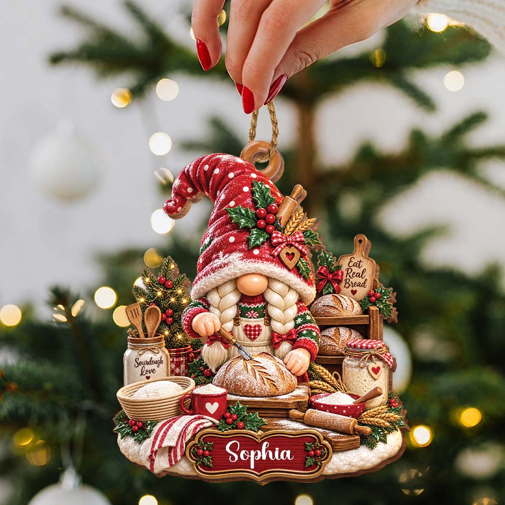 Christmas Sourdough Love, Personalized Wood Ornament, Gift for Bread Bakers & Baking Lovers - XMAS001_WDO