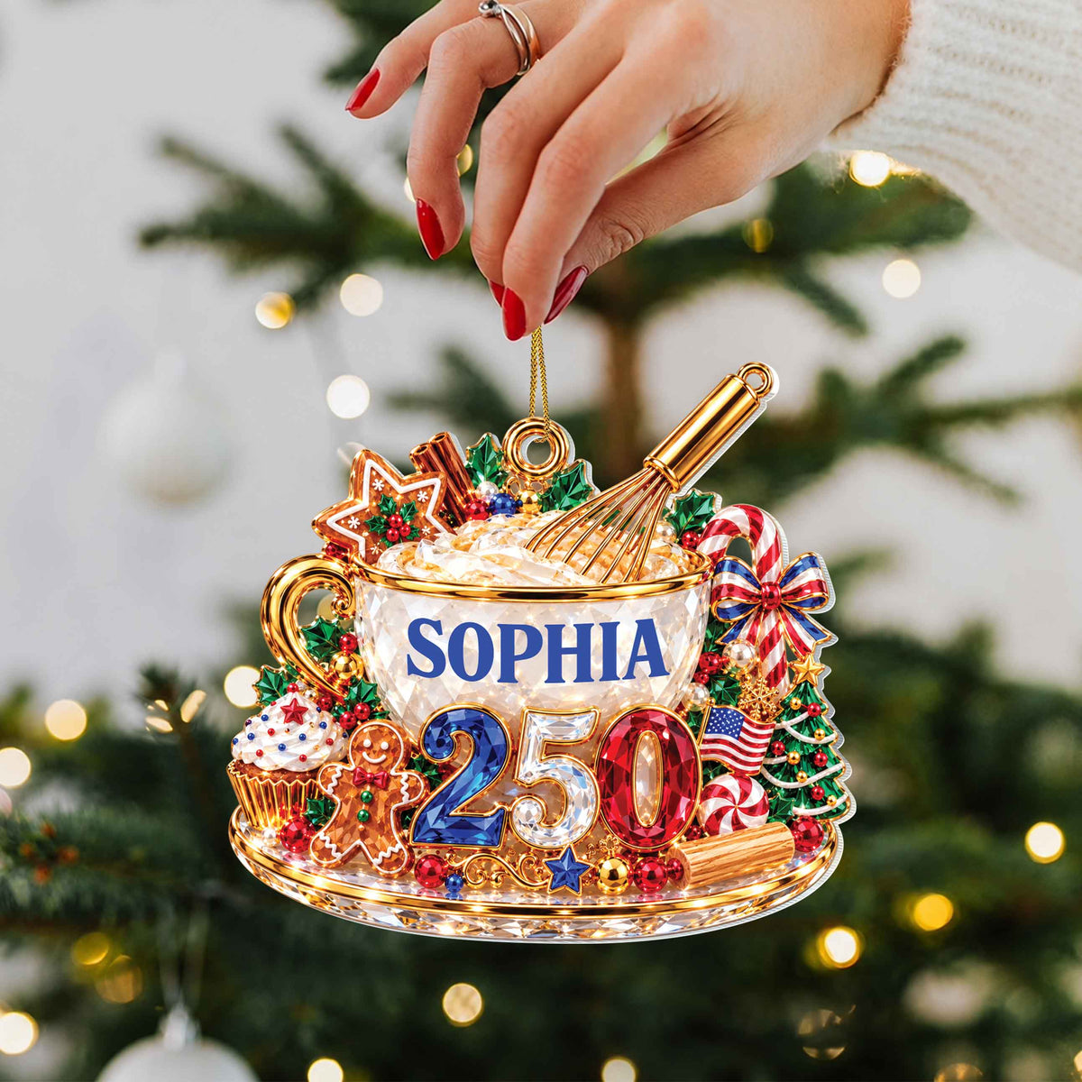 Personalized Baking Theme Acrylic Ornament – Custom Name Christmas Tree Decoration, Festive Holiday Gift - XMAS016_ACO