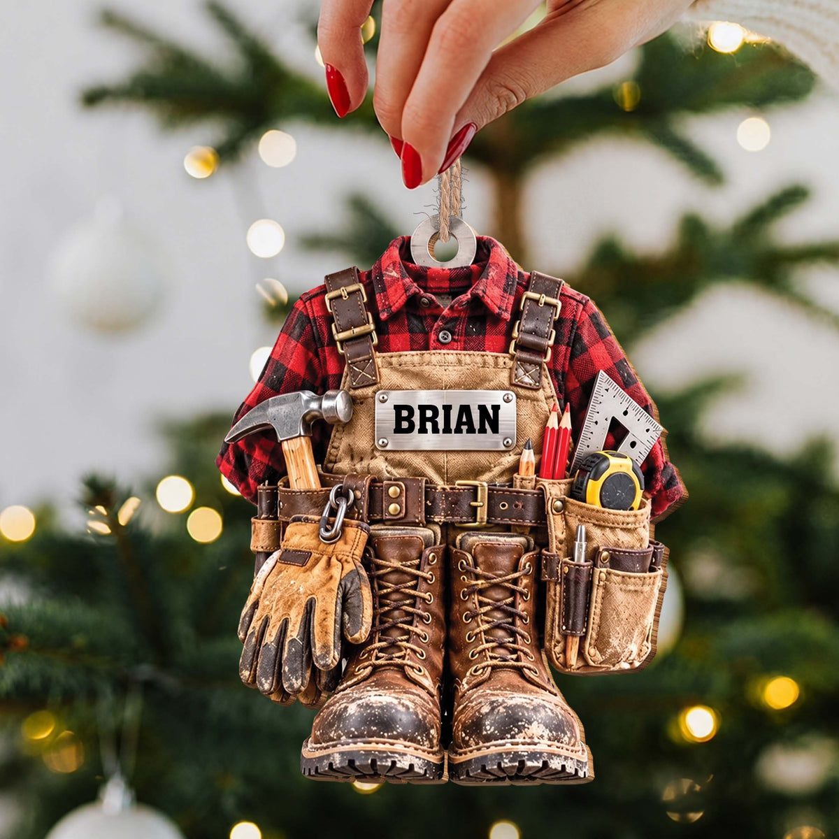 Personalized Handyman Wooden Ornament – Custom Name Construction Worker Christmas Tree Decoration, Unique Gift for Builder or Contractor - JBS013_WDO
