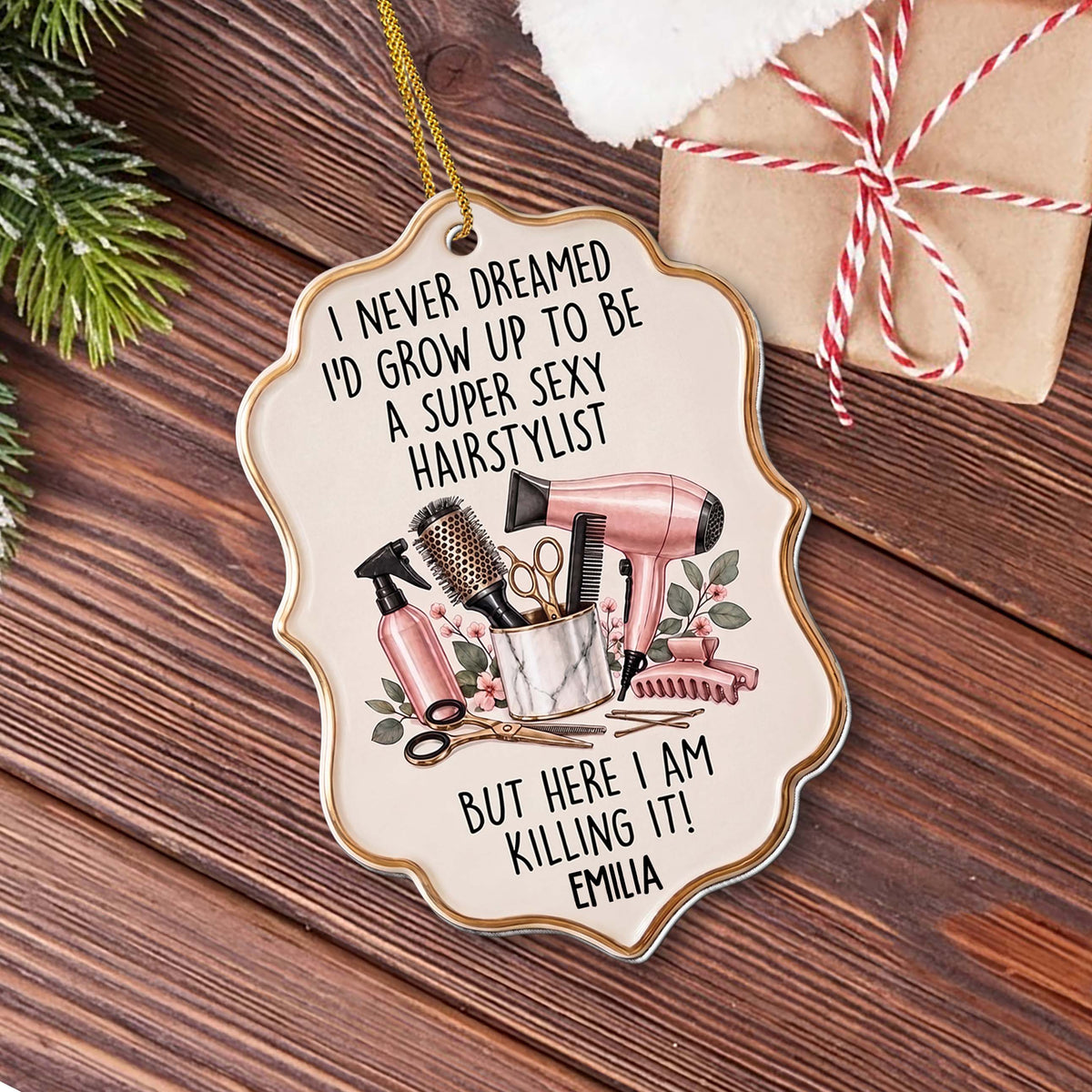 Personalized Hairstylist Acrylic Ornament – Custom Name Hairdresser Christmas Tree Decoration, Holiday Gift for Hairstylist - JBS012_ACO