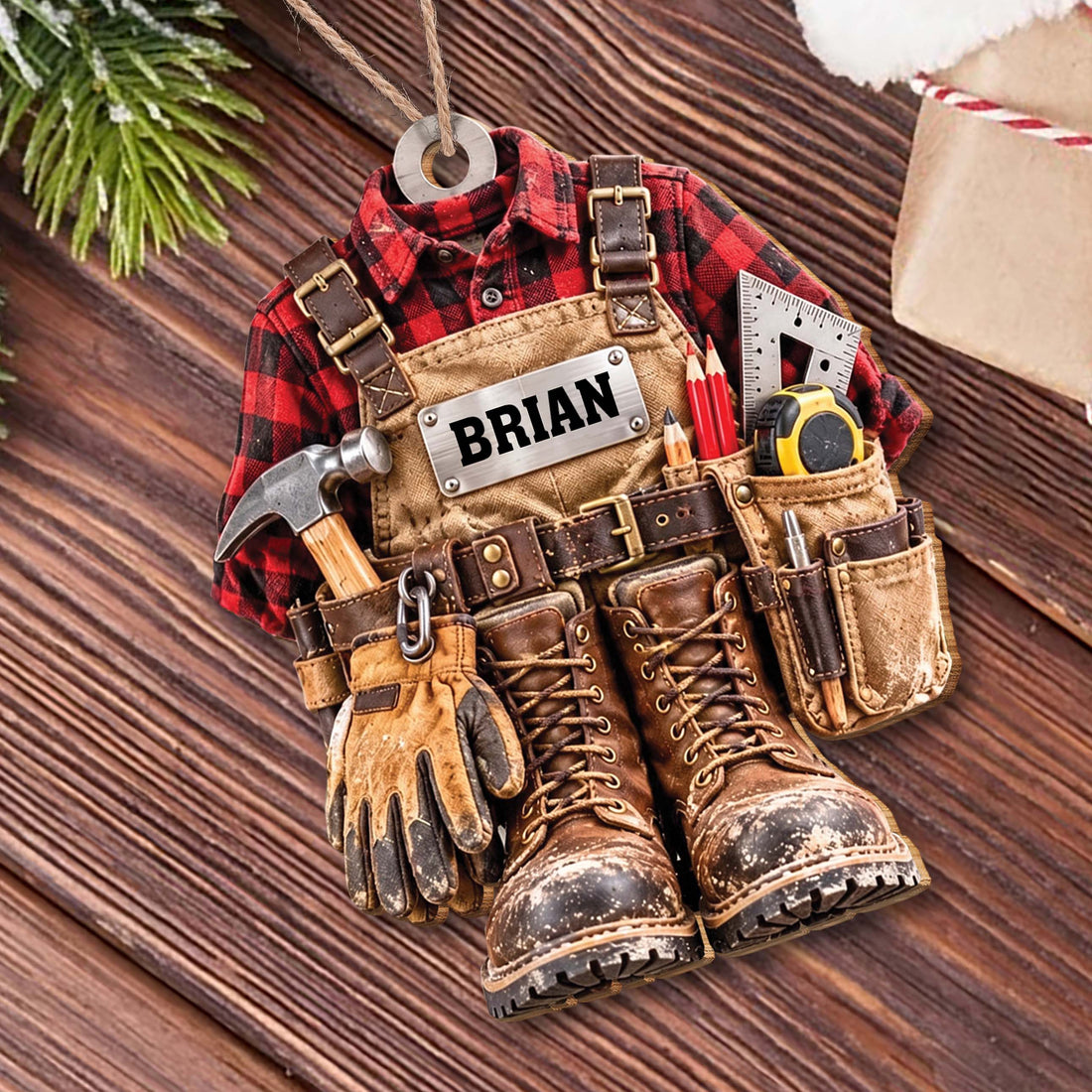 Personalized Handyman Wooden Ornament – Custom Name Construction Worker Christmas Tree Decoration, Unique Gift for Builder or Contractor - JBS013_WDO