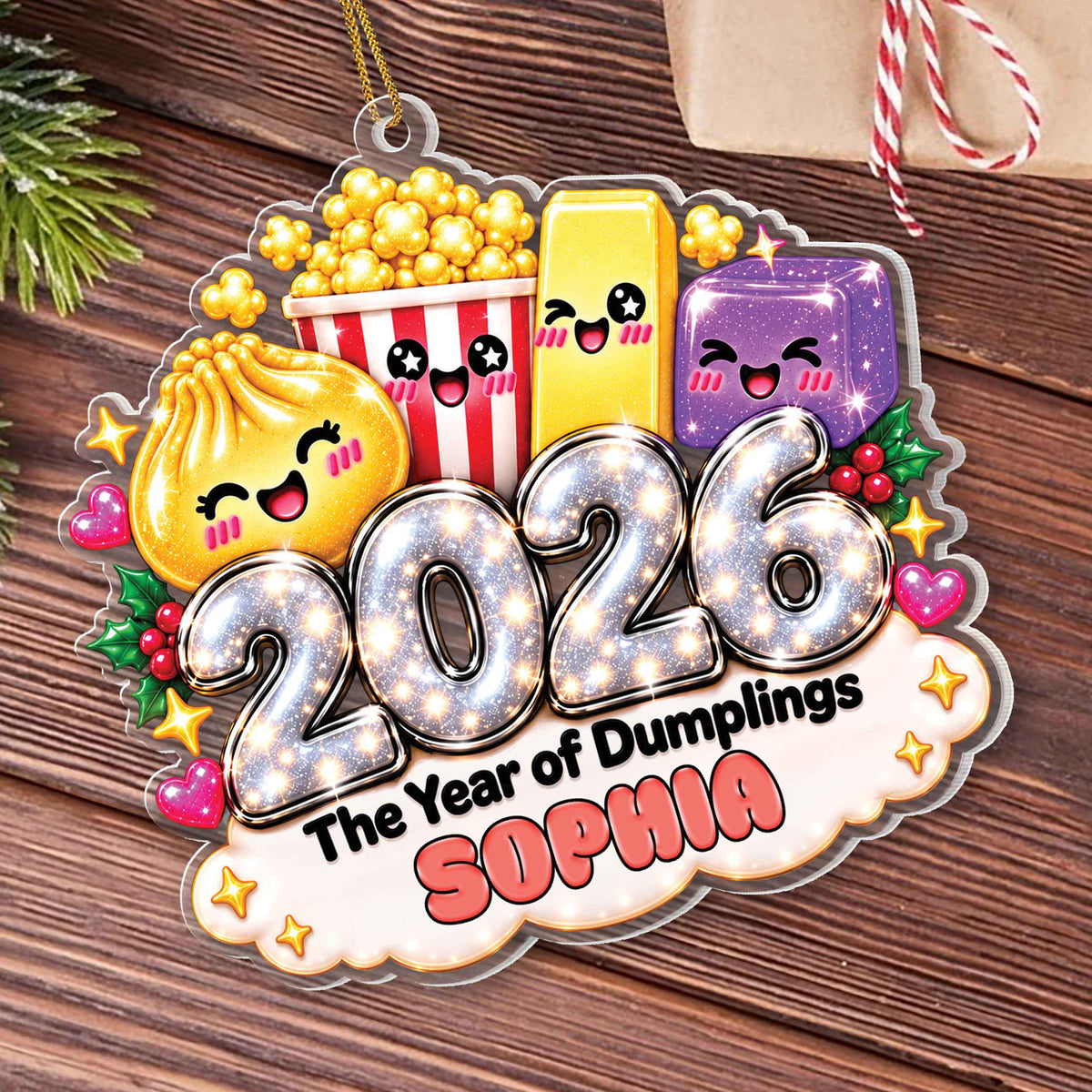 Personalized 2026 Year of Dumplings Ornament – Cute Dumpling Lover Gift With Custom Name – XMAS007_ACO