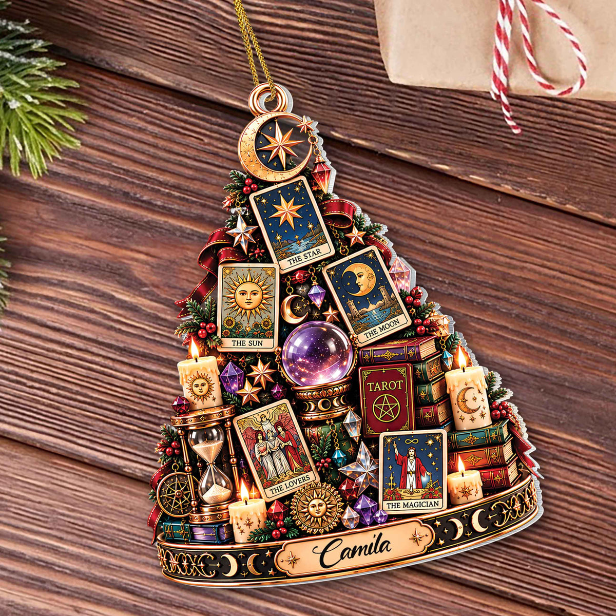 Personalized Tarot Card Reader Acrylic Ornament – Custom Esoteric Christmas Tree Decor, Mystical Fortune Teller Holiday Gift - XMAS025_ACO