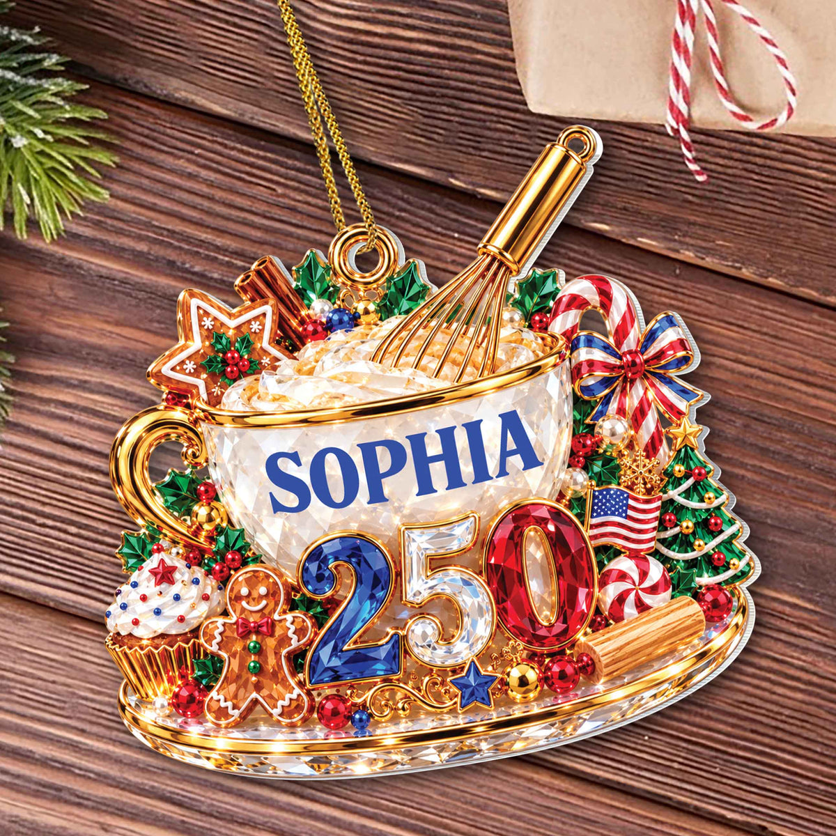 Personalized Baking Theme Acrylic Ornament – Custom Name Christmas Tree Decoration, Festive Holiday Gift - XMAS016_ACO