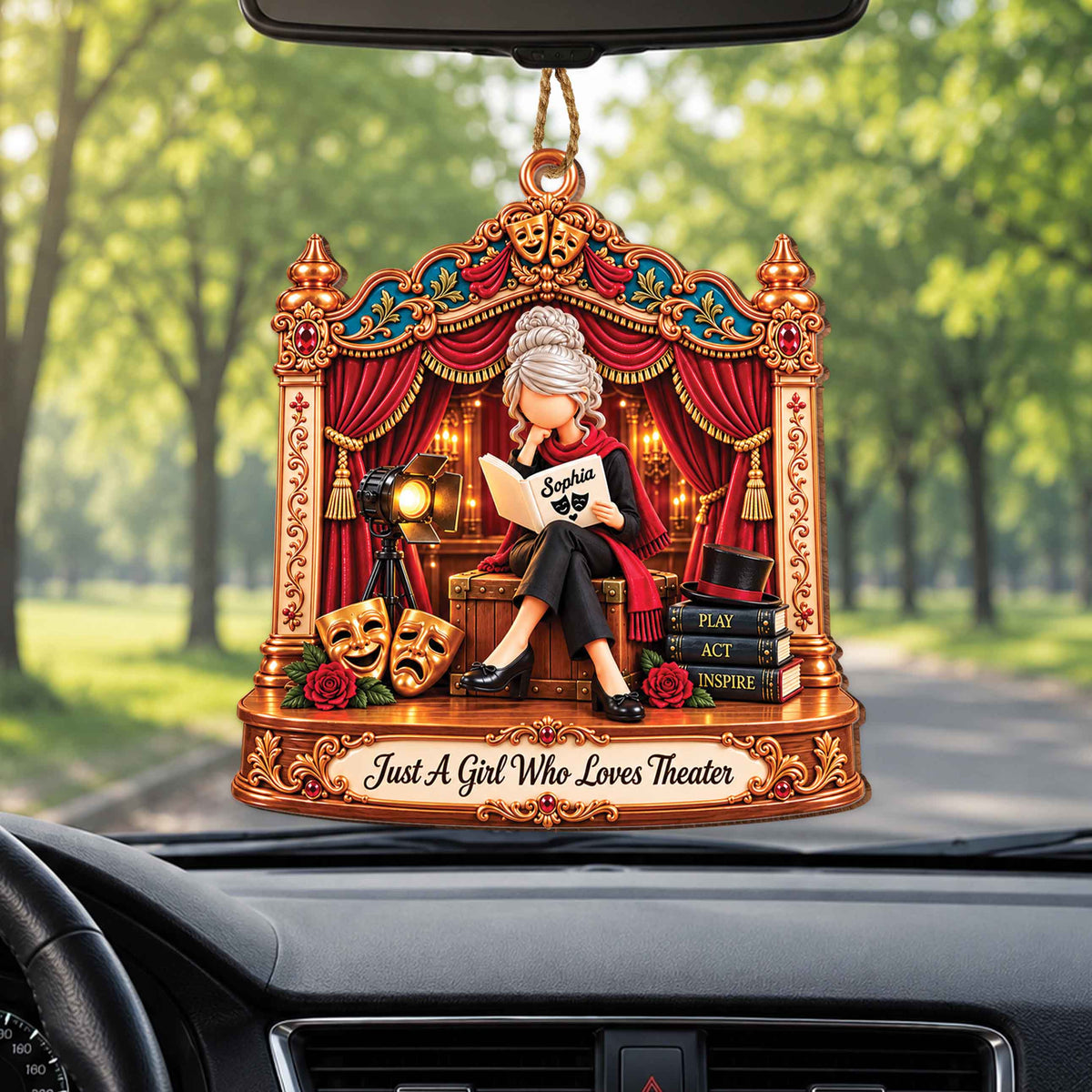 Personalized Theater Girl Wooden Ornament – Custom Name Drama Club Christmas Tree Decor, Unique Gift For Actress And Theater Lovers - HOB003_WDO