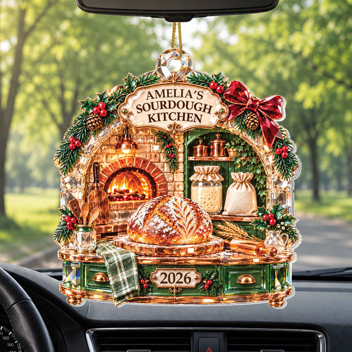 Personalized Sourdough Kitchen Acrylic Ornament – Custom Name Christmas Tree Decoration, Holiday Baking Gift for Baker - XMAS015_ACO