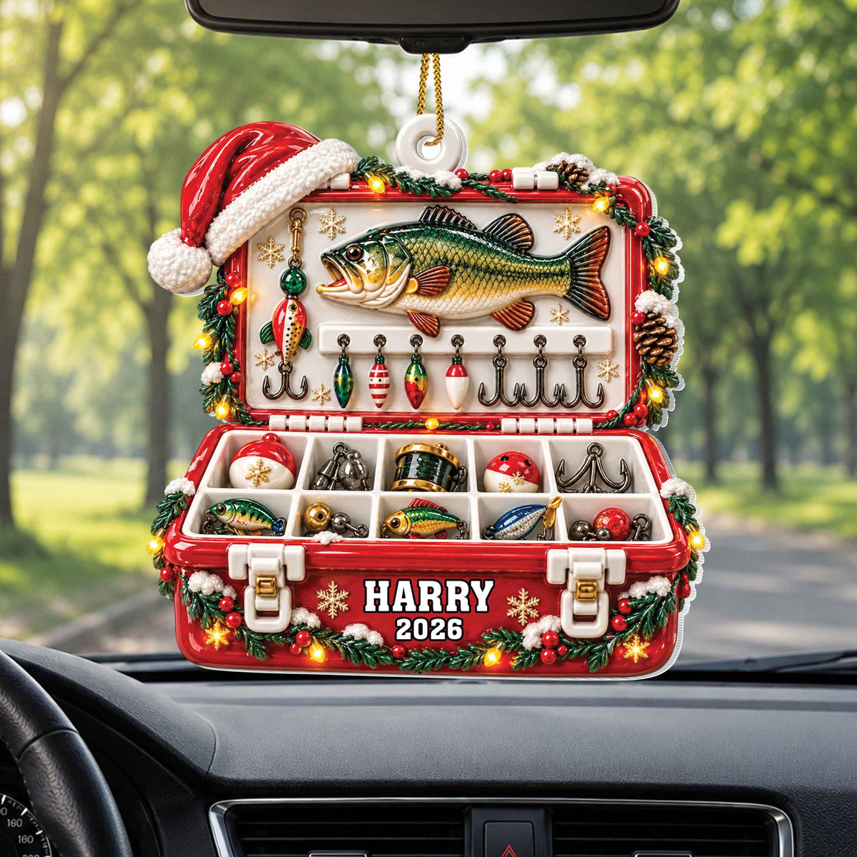 Personalized Fishing Tackle Box Custom Wood Ornament – Unique Christmas Tree Decoration, Custom Name Holiday Gift for Fisherman - XMAS022_WDO