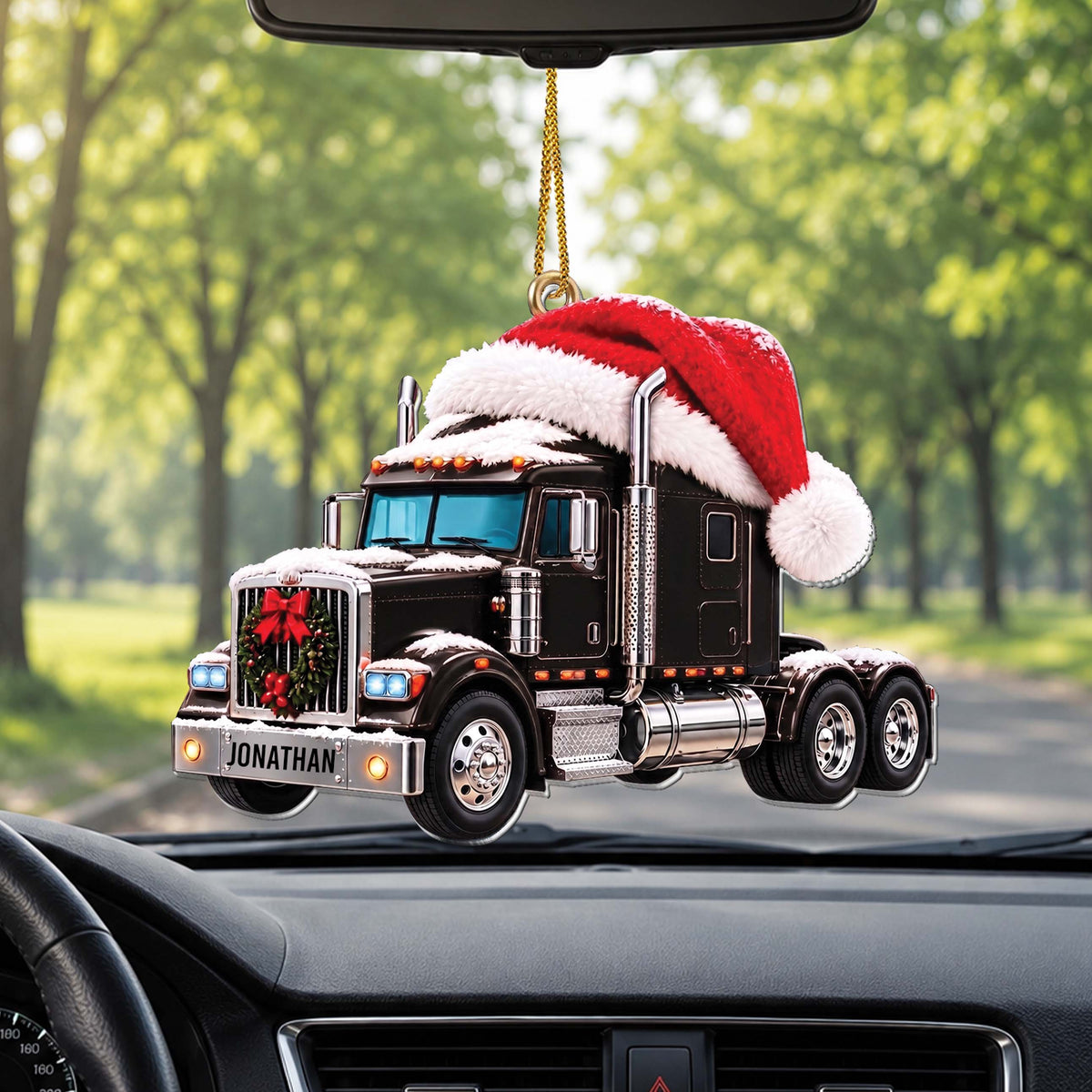Personalized Semi Truck Acrylic Ornament – Custom Name Christmas Tree Decor, Patriotic Holiday Gift for Trucker Driver - XMAS024_ACO