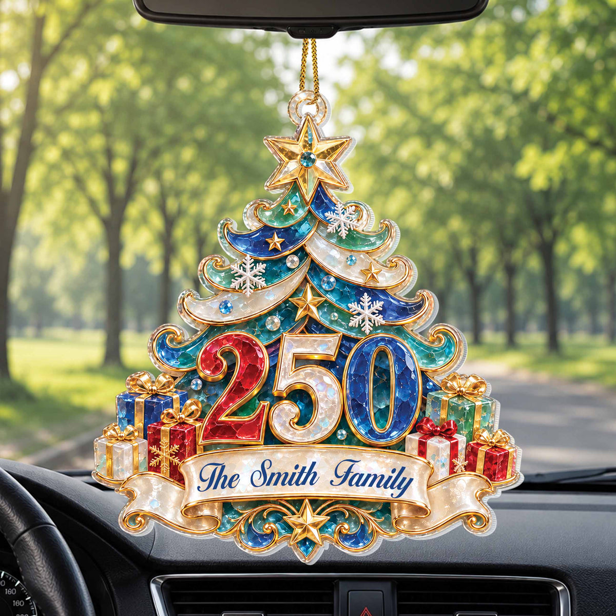 Personalized America’s 250th Anniversary Acrylic Ornament – Custom Family Name Christmas Tree, Patriotic Christmas Gift 2026 - FAM006_ACO