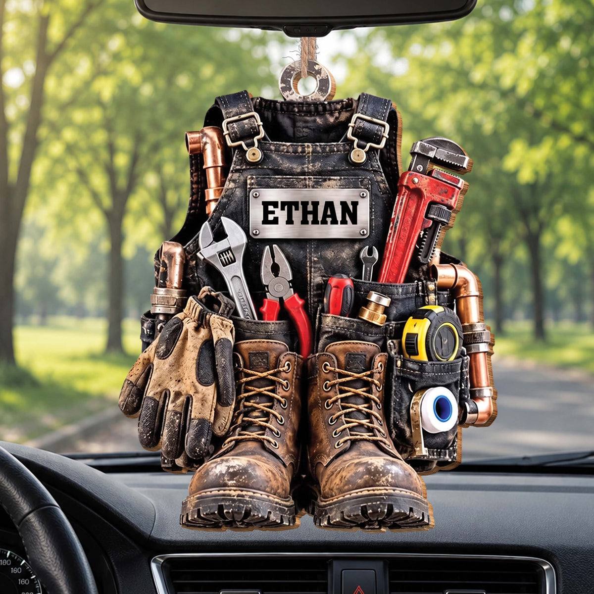 Personalized Plumber Tool Vest Wooden Ornament – Custom Name Handyman Christmas Tree Holiday Keepsake - JBS014_WDO