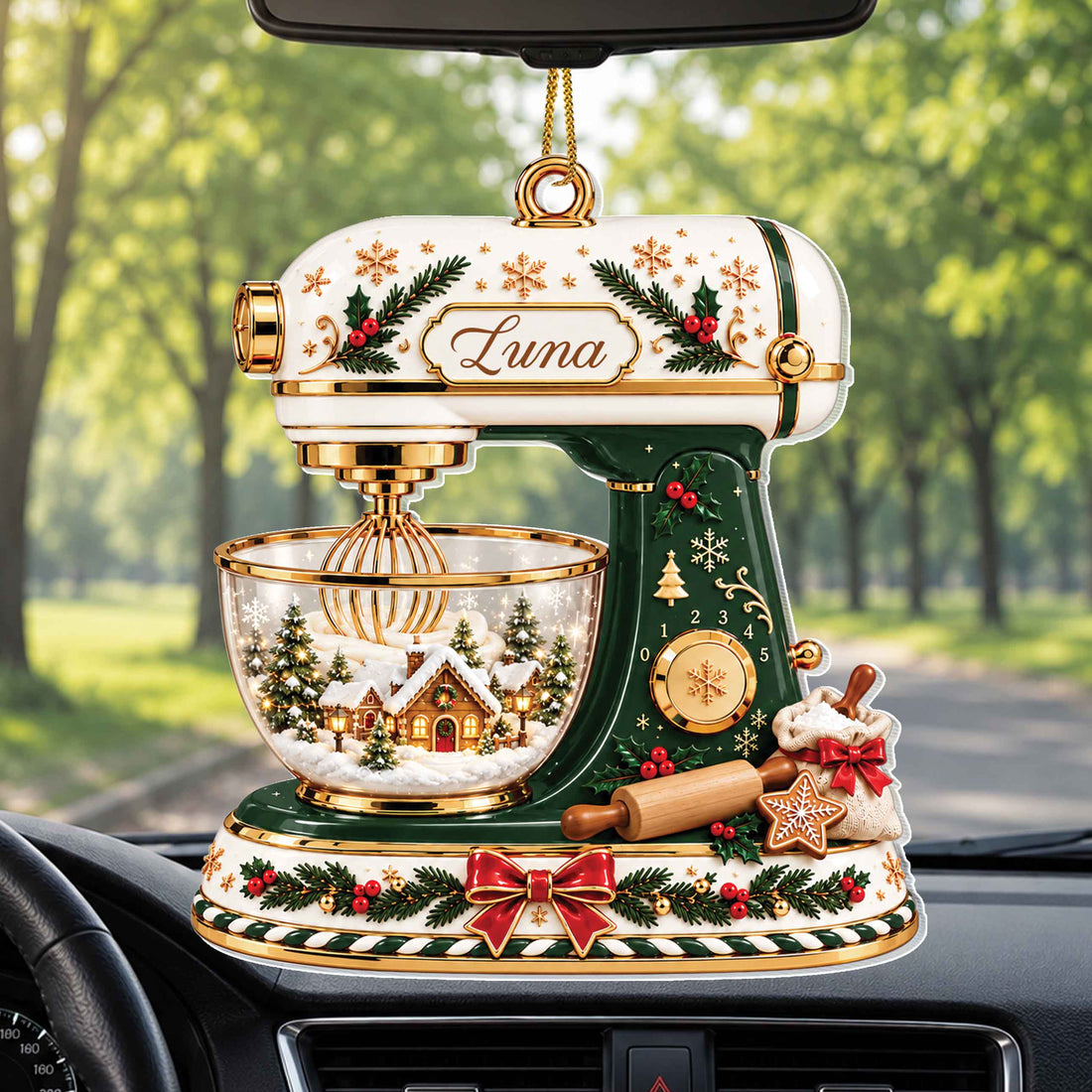 Personalized Stand Mixer Christmas Ornament with Name & Winter Village – Custom Acrylic Ornament, Christmas Gift for Bakers & Baking Lovers - XMAS006_ACO