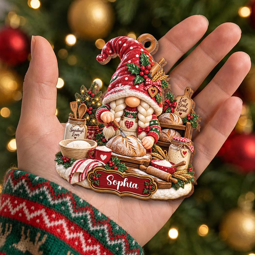 Christmas Sourdough Love, Personalized Wood Ornament, Gift for Bread Bakers & Baking Lovers - XMAS001_WDO