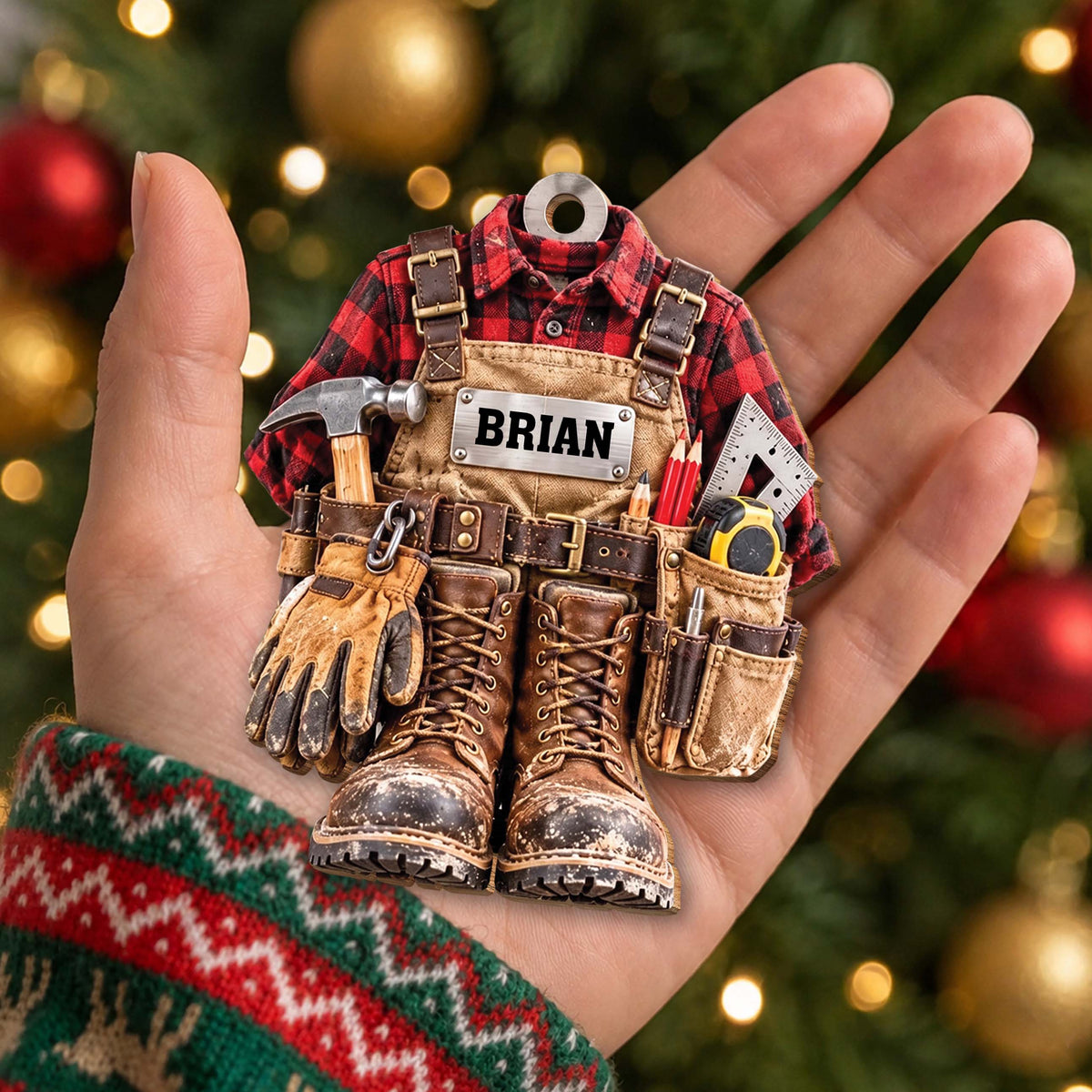 Personalized Handyman Wooden Ornament – Custom Name Construction Worker Christmas Tree Decoration, Unique Gift for Builder or Contractor - JBS013_WDO