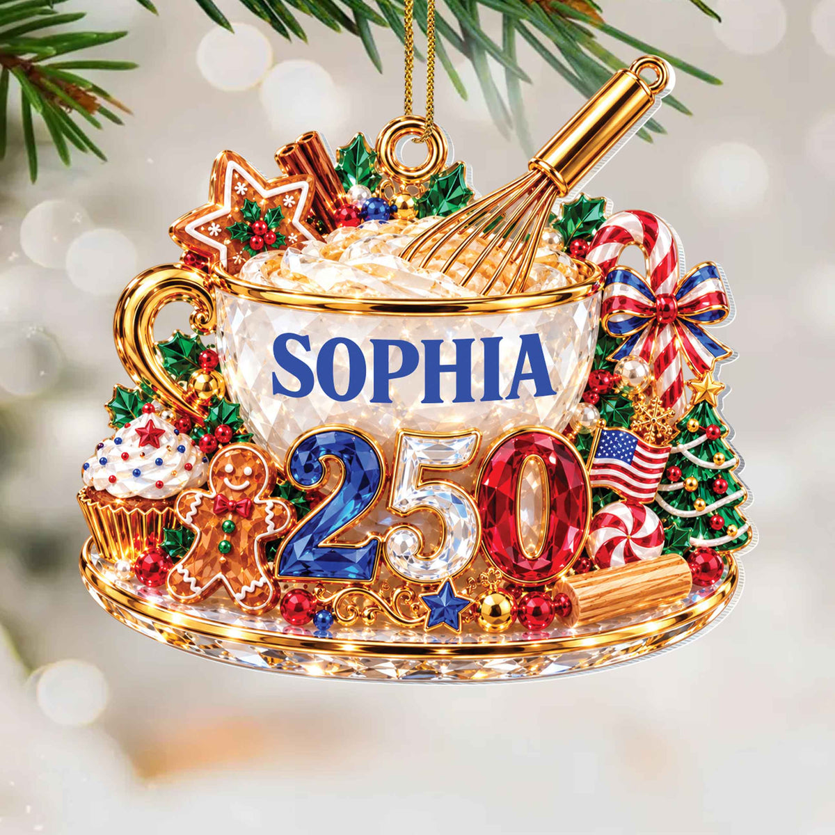 Personalized Baking Theme Acrylic Ornament – Custom Name Christmas Tree Decoration, Festive Holiday Gift - XMAS016_ACO