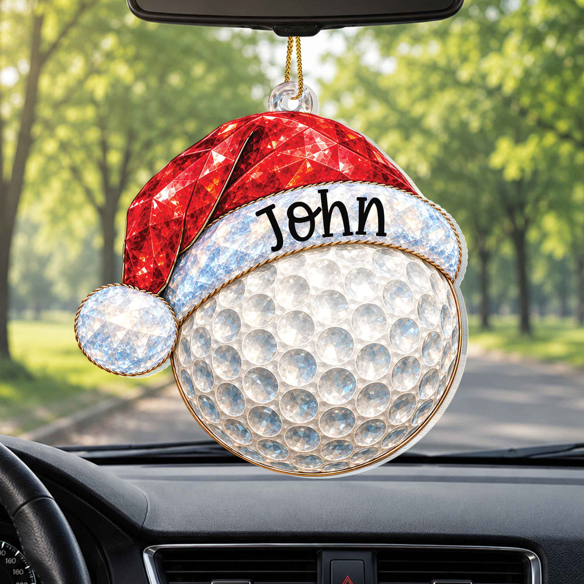 Personalized Sports Ball & Equipment Santa Hat Acrylic Ornament – Custom Name Christmas Tree Holiday Keepsake, Festive Sports Gift - SPT002_ACO