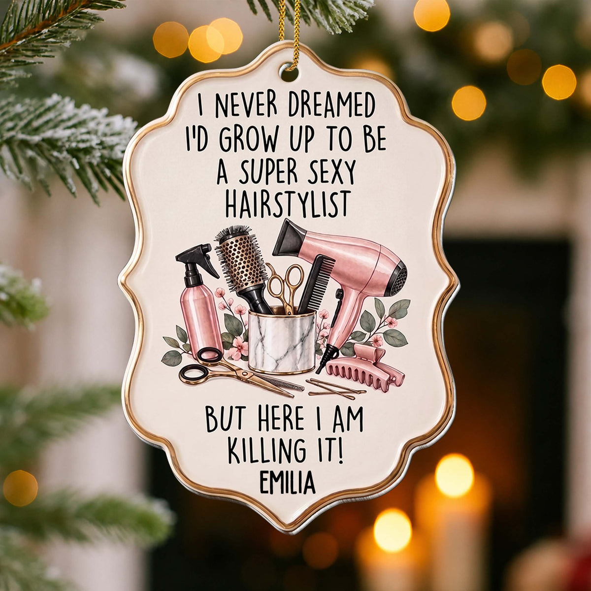 Personalized Hairstylist Acrylic Ornament – Custom Name Hairdresser Christmas Tree Decoration, Holiday Gift for Hairstylist - JBS012_ACO