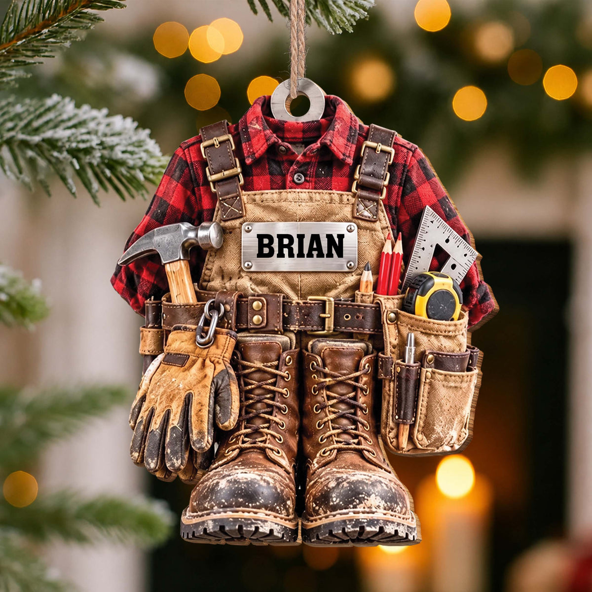 Personalized Handyman Wooden Ornament – Custom Name Construction Worker Christmas Tree Decoration, Unique Gift for Builder or Contractor - JBS013_WDO