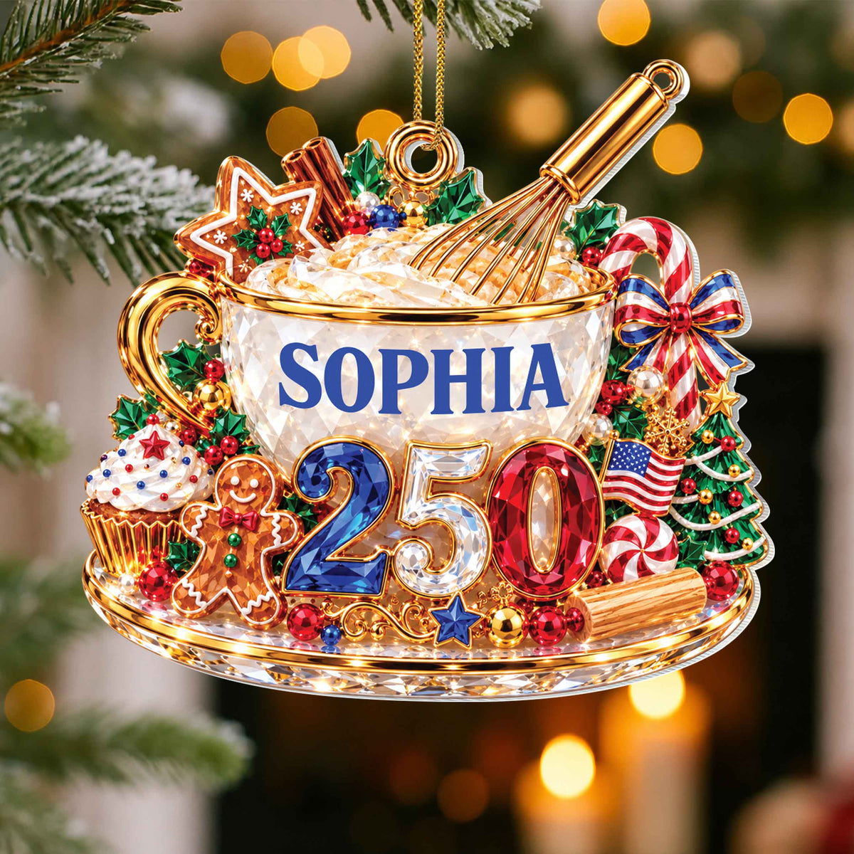 Personalized Baking Theme Acrylic Ornament – Custom Name Christmas Tree Decoration, Festive Holiday Gift - XMAS016_ACO