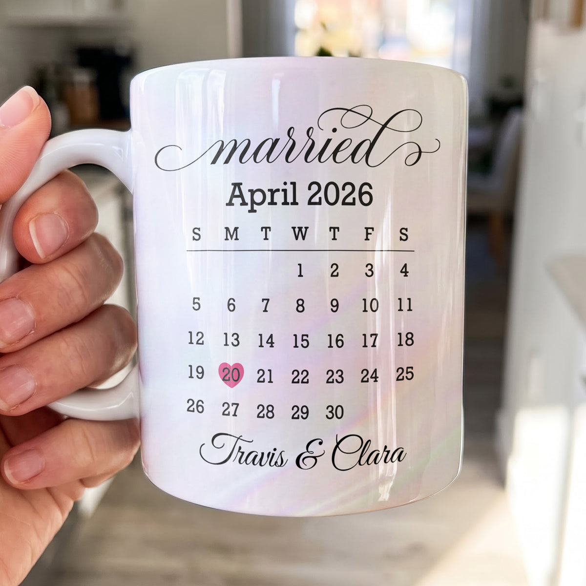Personalized Wedding Date Calendar Mug - Personalized Custom Coffee Mug - CPL001_MG