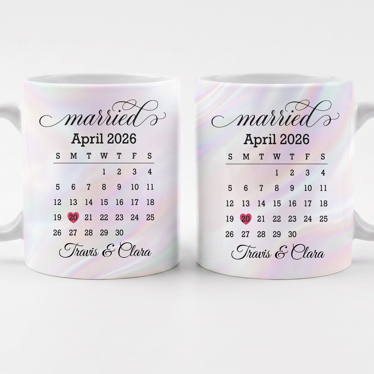 Personalized Wedding Date Calendar Mug - Personalized Custom Coffee Mug - CPL001_MG