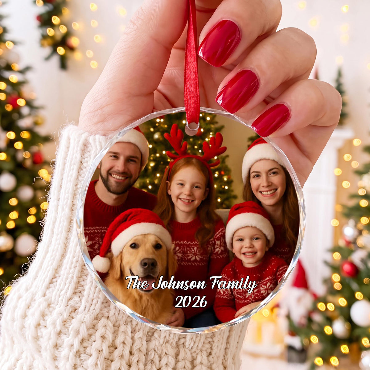 Personalized The Hudson Family 2026 Circle Glass Ornament – Custom Family Name Christmas Tree Keepsake, Holiday Decor Gift - FAM011_RGO