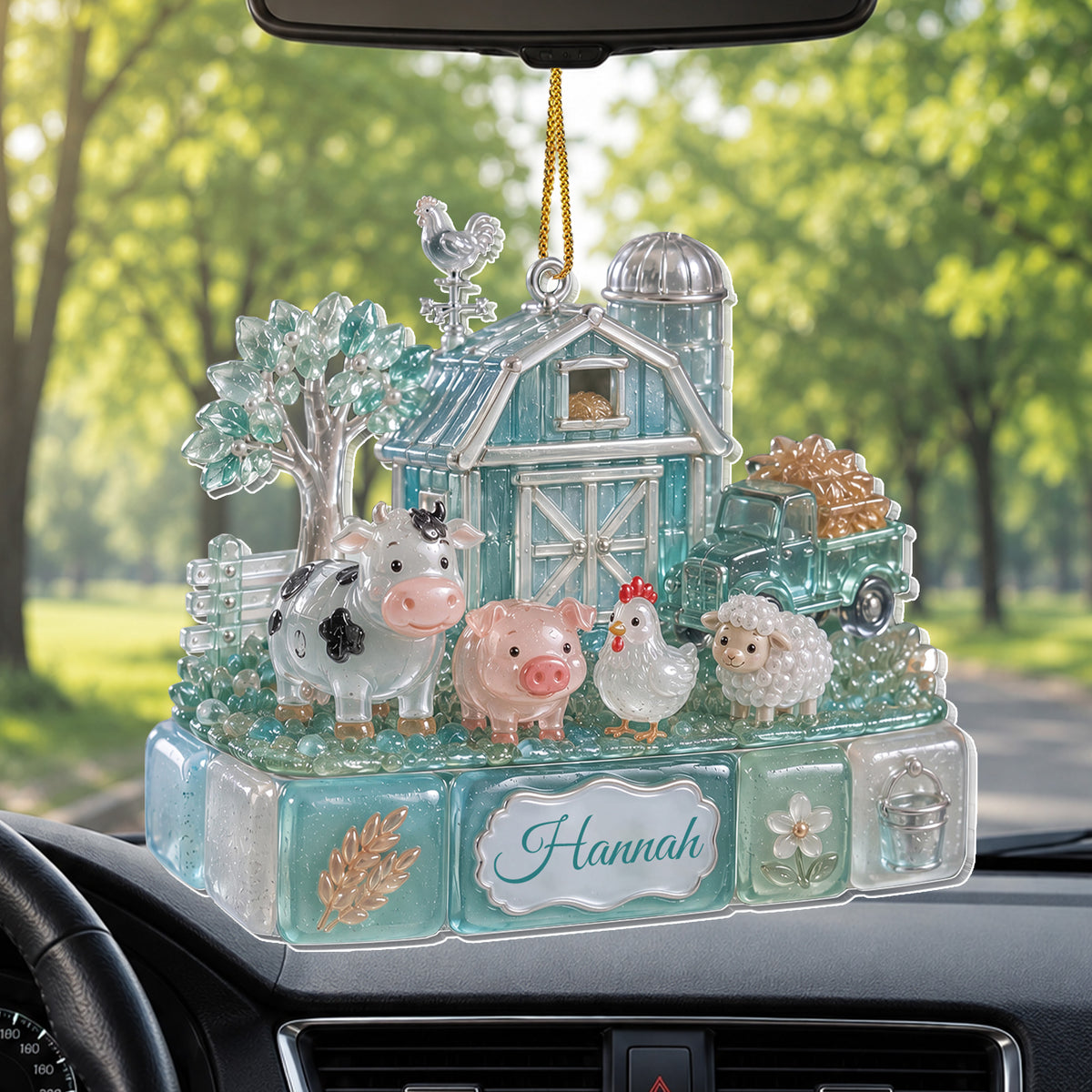 Personalized Farm Christmas Ornament With Barn & Farm Animals - Custom Acrylic Ornament, Farmer Christmas Gift - FARM002_ACO
