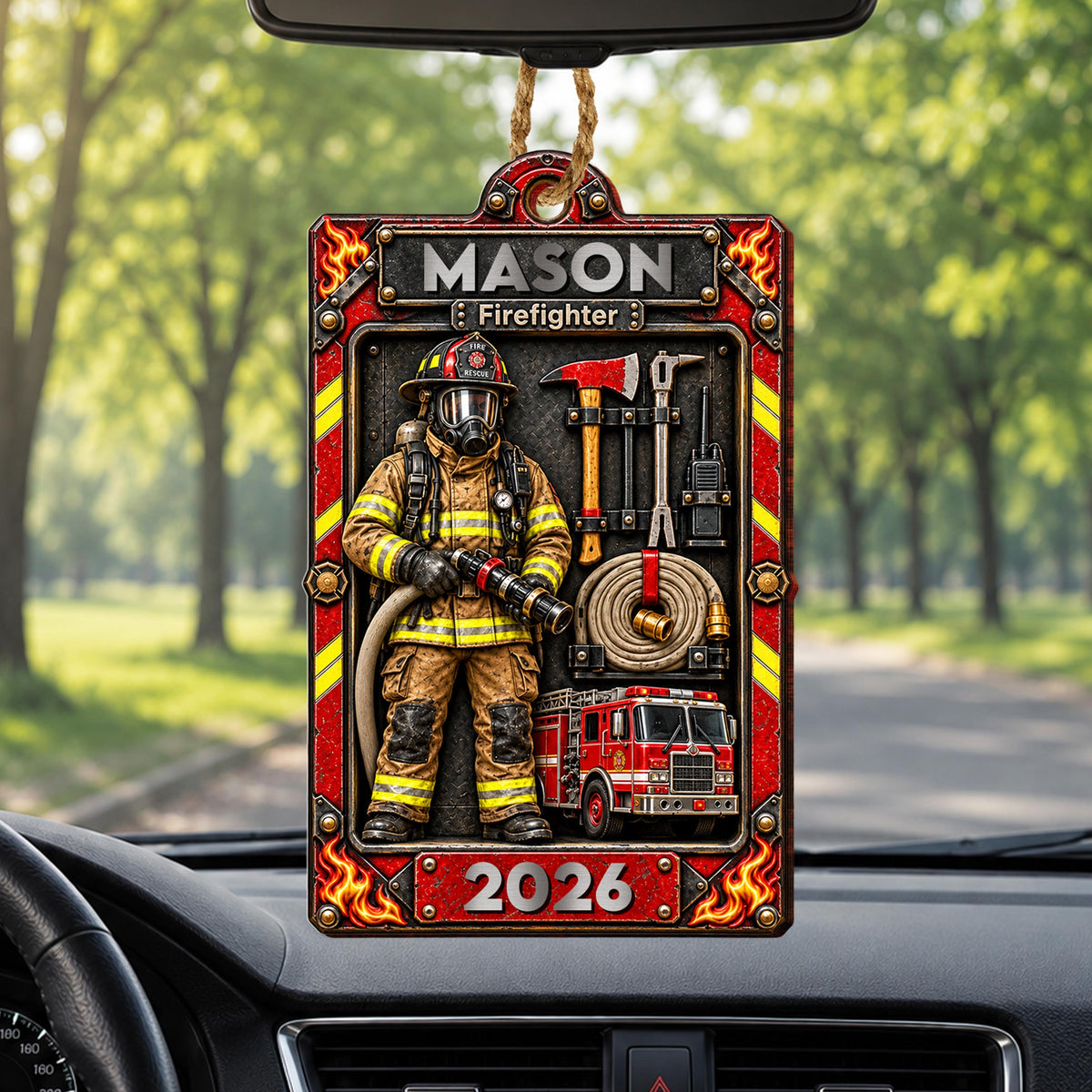 Personalized Firefighter Wooden Ornament – Custom Name Fire Department Christmas Tree Decor, 2026 Holiday Keepsake Gift for Firefighter - FIF003_WDO