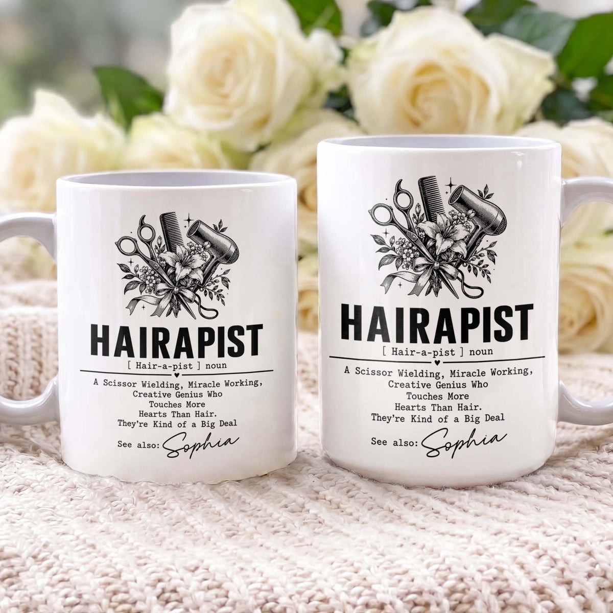 Personalized Hairapist Coffee Mug – Funny Hair Stylist Gift, Custom Hairdresser 11oz Ceramic Cup - JBS001_MG