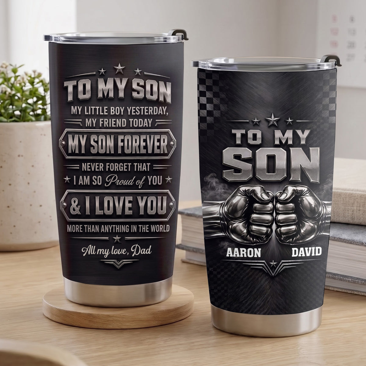To My Son from Dad Personalized Gift - Personalized Custom Stainless Steel Tumbler 20oz - SON001_TB