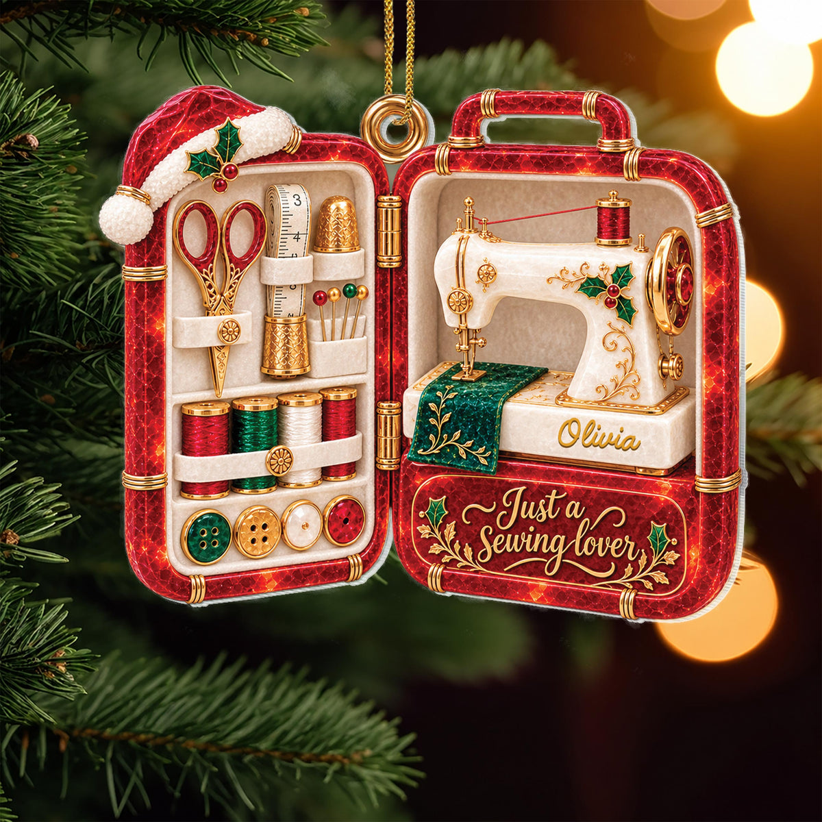 Personalized Sewing Lover Acrylic Ornament – Custom Name Christmas Tree Decoration, Holiday Gift for Tailor and Crafter - XMAS026_ACO