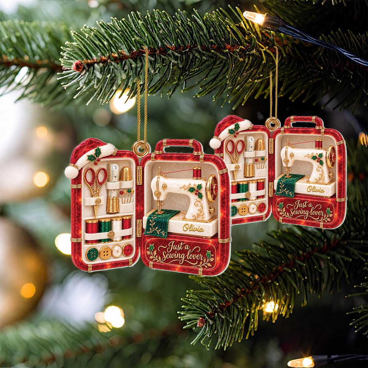 Personalized Sewing Lover Acrylic Ornament – Custom Name Christmas Tree Decoration, Holiday Gift for Tailor and Crafter - XMAS026_ACO