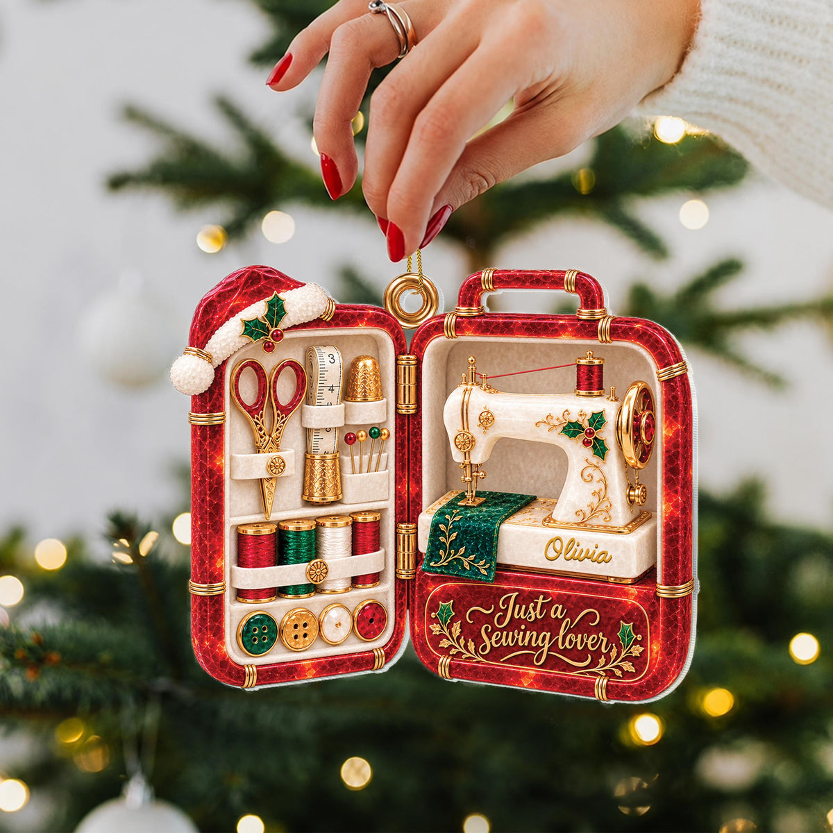 Personalized Sewing Lover Acrylic Ornament – Custom Name Christmas Tree Decoration, Holiday Gift for Tailor and Crafter - XMAS026_ACO