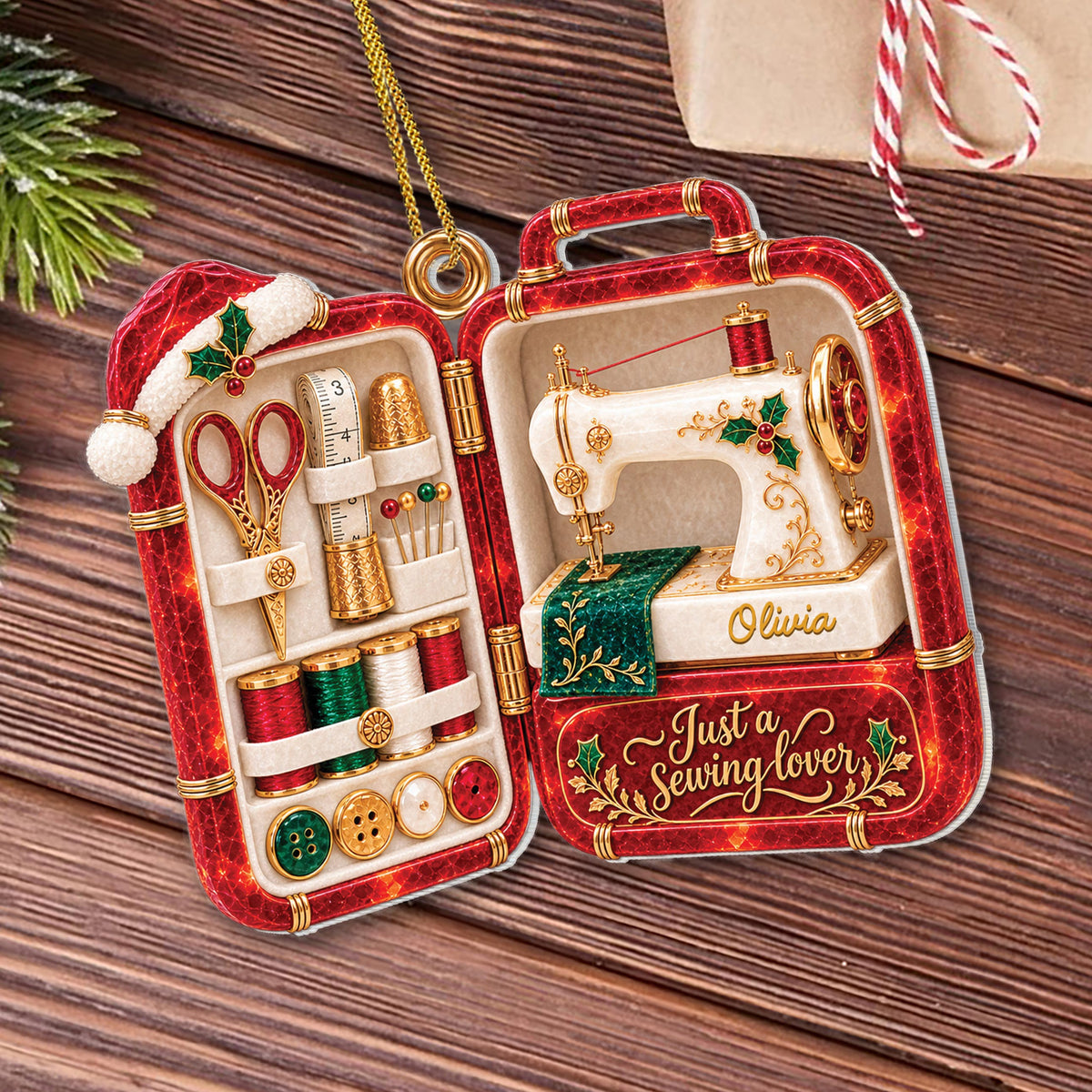 Personalized Sewing Lover Acrylic Ornament – Custom Name Christmas Tree Decoration, Holiday Gift for Tailor and Crafter - XMAS026_ACO