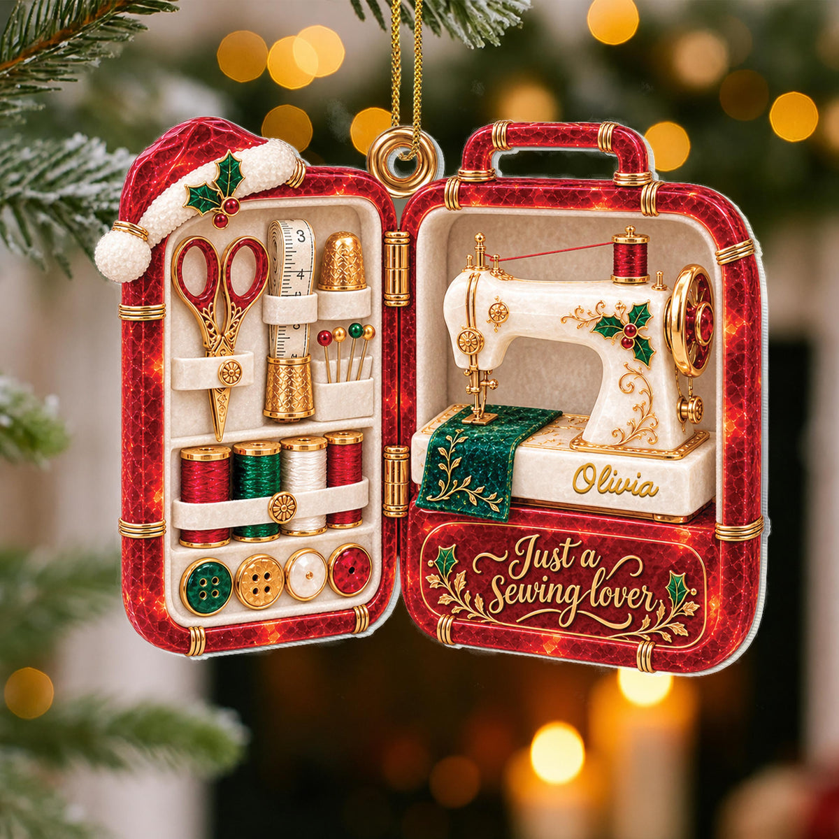 Personalized Sewing Lover Acrylic Ornament – Custom Name Christmas Tree Decoration, Holiday Gift for Tailor and Crafter - XMAS026_ACO