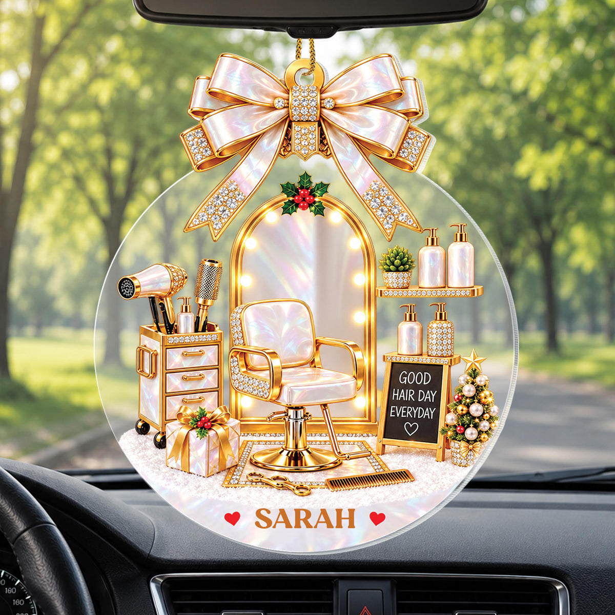 Personalized Hairstylist Acrylic Ornament – Custom Name Hair Salon Christmas Tree Decoration, Holiday Gift for Hairstylist - XMAS027_ACO
