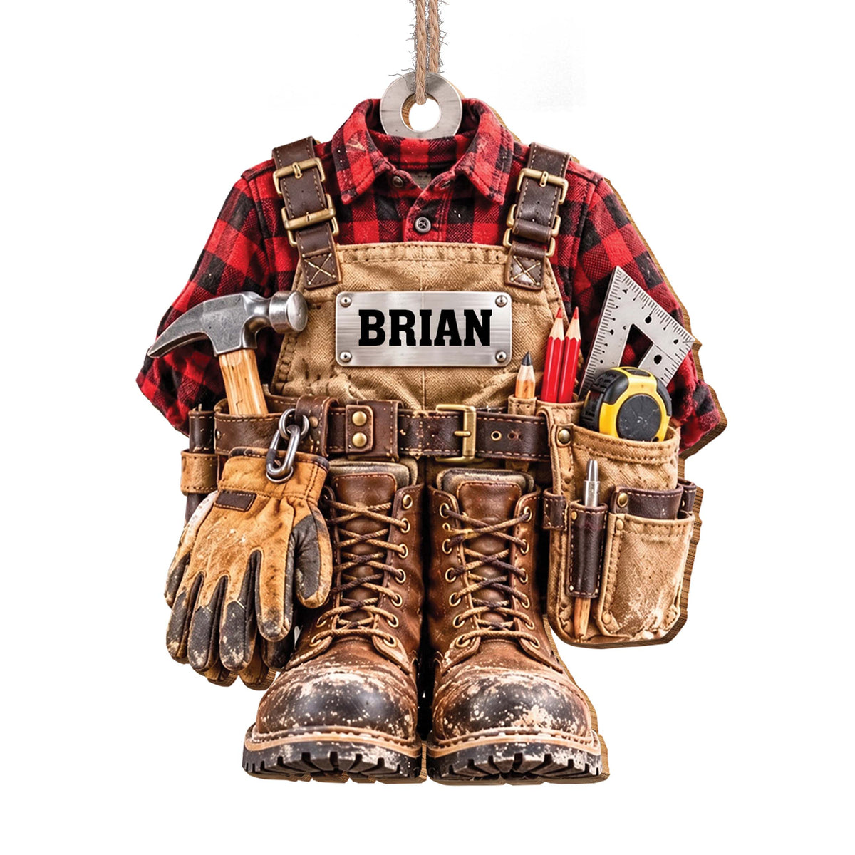 Personalized Handyman Wooden Ornament – Custom Name Construction Worker Christmas Tree Decoration, Unique Gift for Builder or Contractor - JBS013_WDO