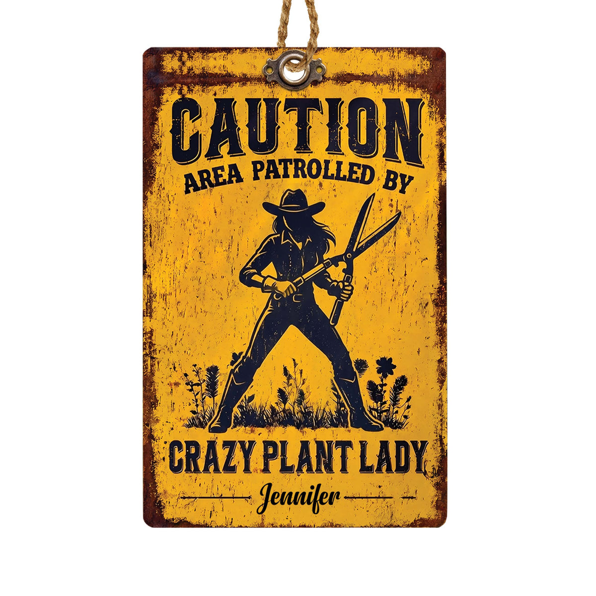 Personalized Crazy Plant Lady Wooden Car Ornament – Rustic Plantgirl Design, Custom Name Ornament, Funny Gardening Gift for Plant Lovers - XMAS005_WDO
